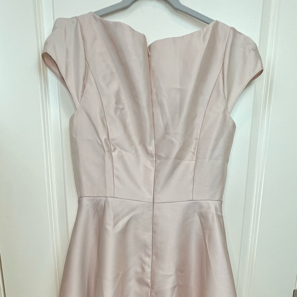 Alfred Sung Puff Cap Sleeve Full Skirt Satin Midi Dress Sz 8 - Picture 9 of 16